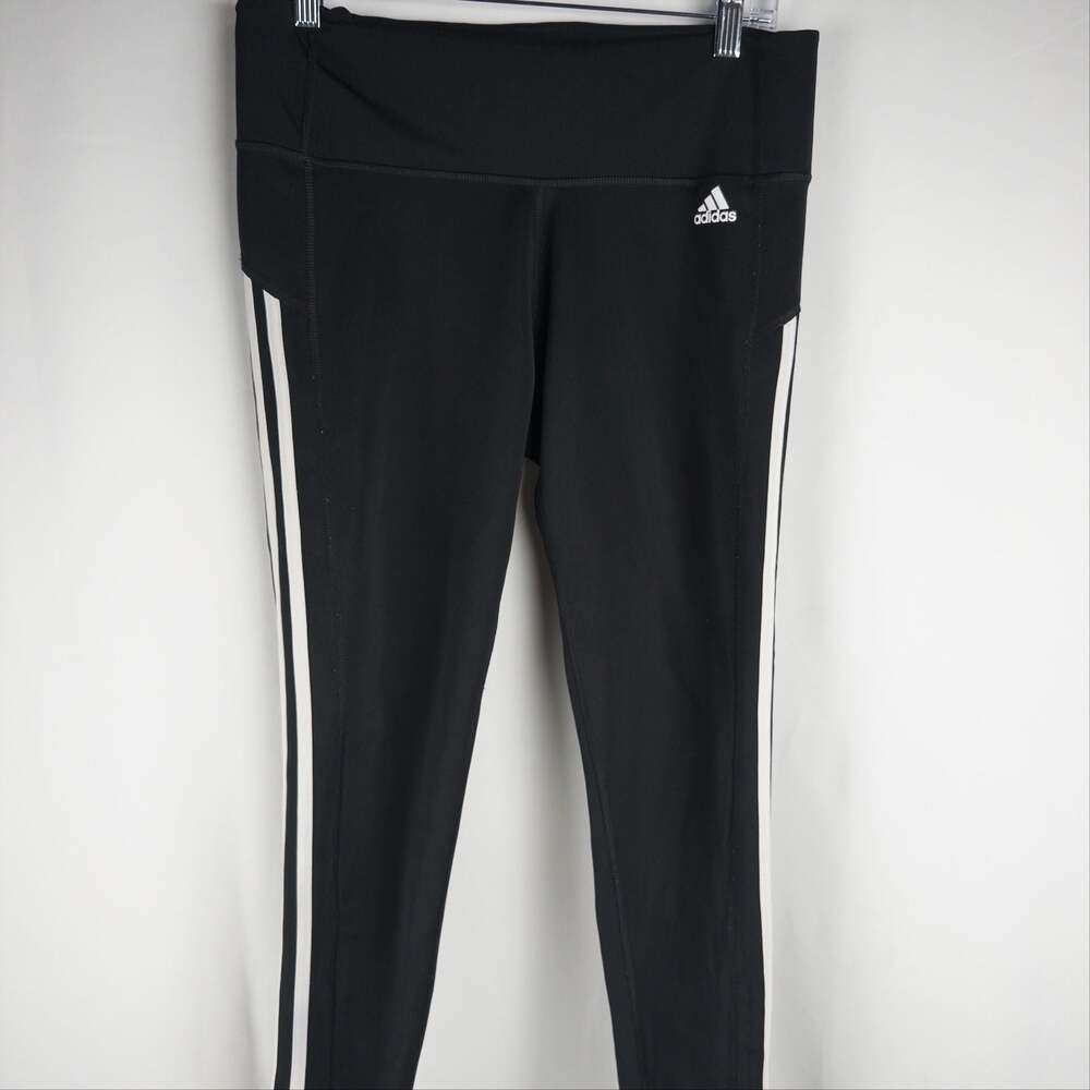 Adidas Women's Climalite 3-Stripes Athletic Leggings Black Size Large